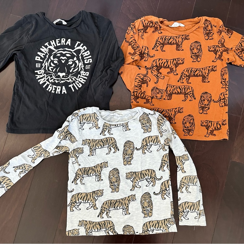 H&M set of Tiger long sleeve shirts, size 6-7X